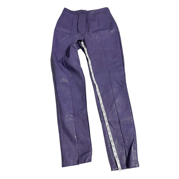 Nasty Gal Purple Croc Embossed Faux Leather High Waist Pants Y2K NWT Size 6 - Picture 5 of 16